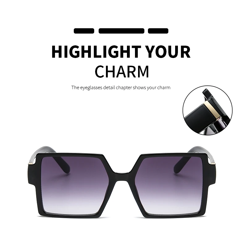 Schutzbrille 1/2 Stück Vintage Großer Rahmen Quadratische Sonnenbrille Damen Übergroße Sonnenbrille Mode Bunte Farbverlaufsbrille – Detail 9