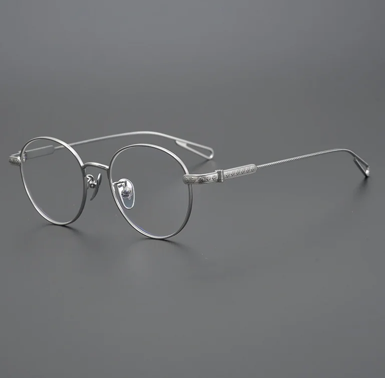 Reading Eyeglasses Round Frame Pure Titanium Men Retro Optical Eyewear