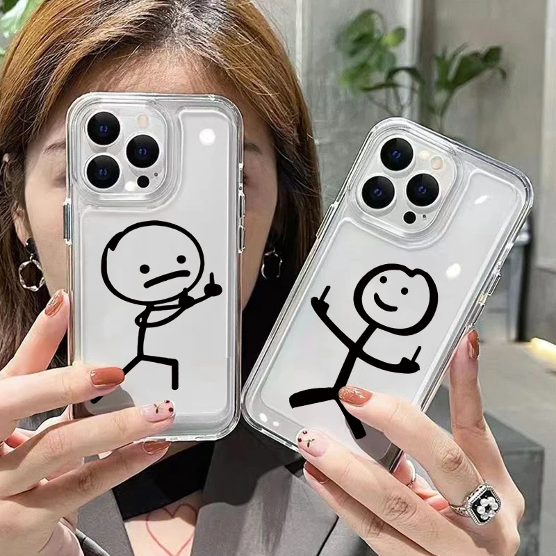 Soft Clear Phone Case with Cute Matchman Design