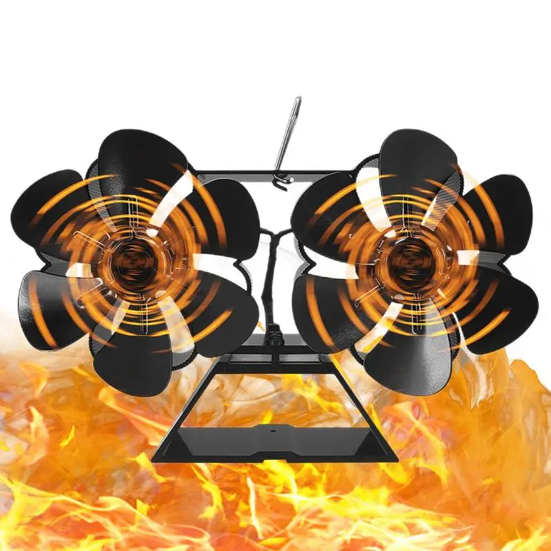 Wood Stove Fan Overheating Protection Heat Powered Log Burner Fan With 12 Blades High Efficiency Quiet Operation Thermodynamic