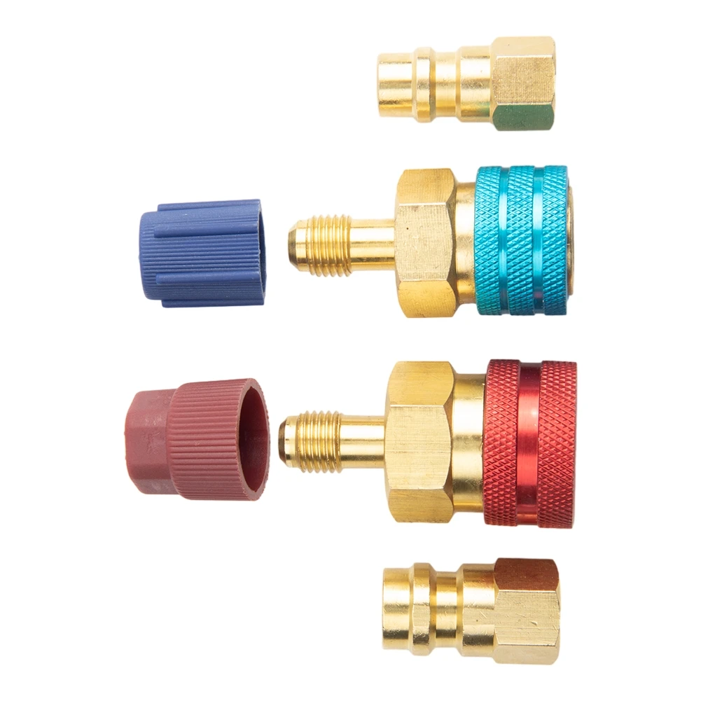 

R1234yf To R134a Quick Coupler Adapter High Low Side Conversion Kit Auto AC Cooling Equipment Conversion Kit Replacement Parts