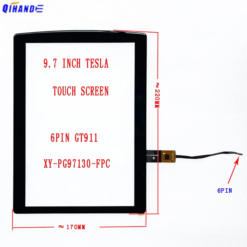Polegada Tesla Capacitivo Sensor de Digitador da Tela Toque para Rádio 220*170 mm 6pin Gt911 Xy-pg97130-fpc Hlc1691 Zb097gs0416a Novo 9.7