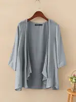 2024 ZANZEA Summer Women 3/4 Sleeve Solid Blouse Casual Holiday Beach Holiday Kimonos Open Front Shirt Blusas Fashion Cardigan - Image 3