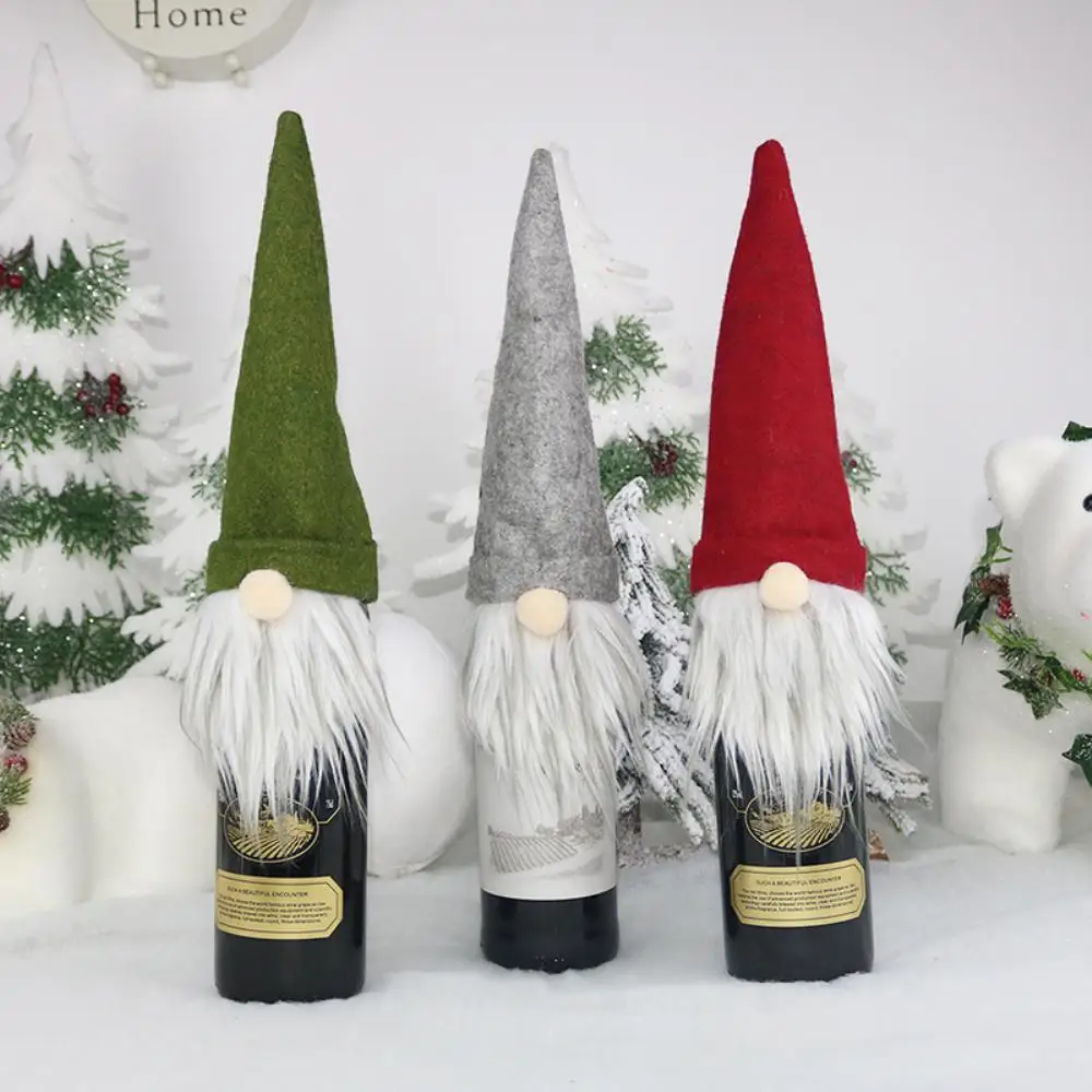 Wholesale Christmas Wine Bottle Cover Cute Gnome Faceless Doll Champagne Bottle Cover Dress Up Xmas Halloween Decoration 크리스마스