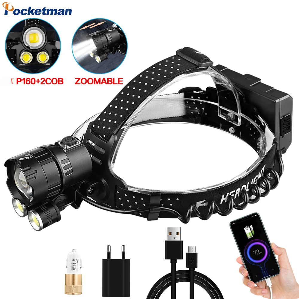 

Фонарь налобный P199, 16 ядер, USB