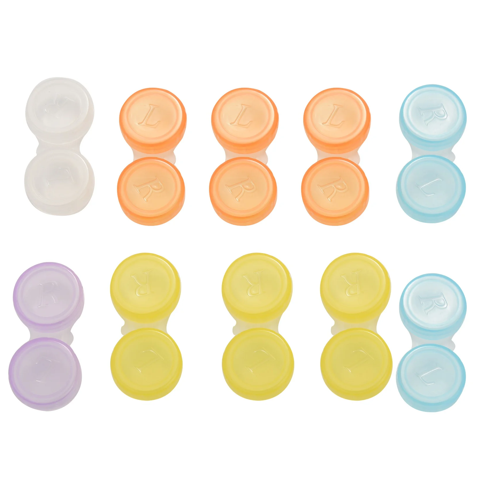 

10 x Contact Lens Cases - Colour Coded L and R Soaking Storage Cases, Random Color (Multicolor)