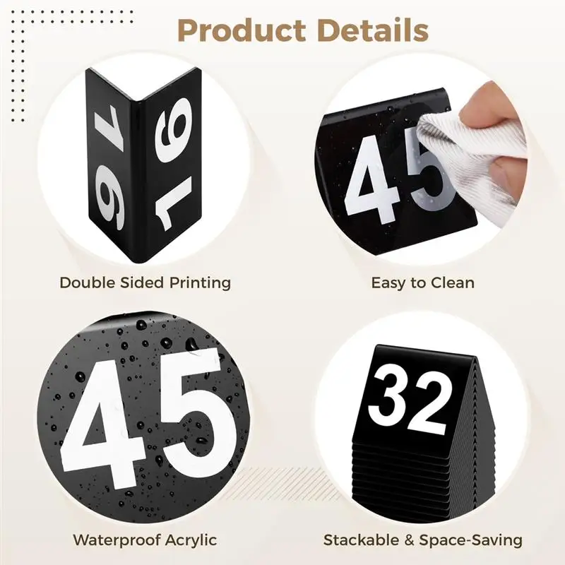 Wedding Table Numbers 1 To 50 V-Shaped Black For Banquets Parties Business Events