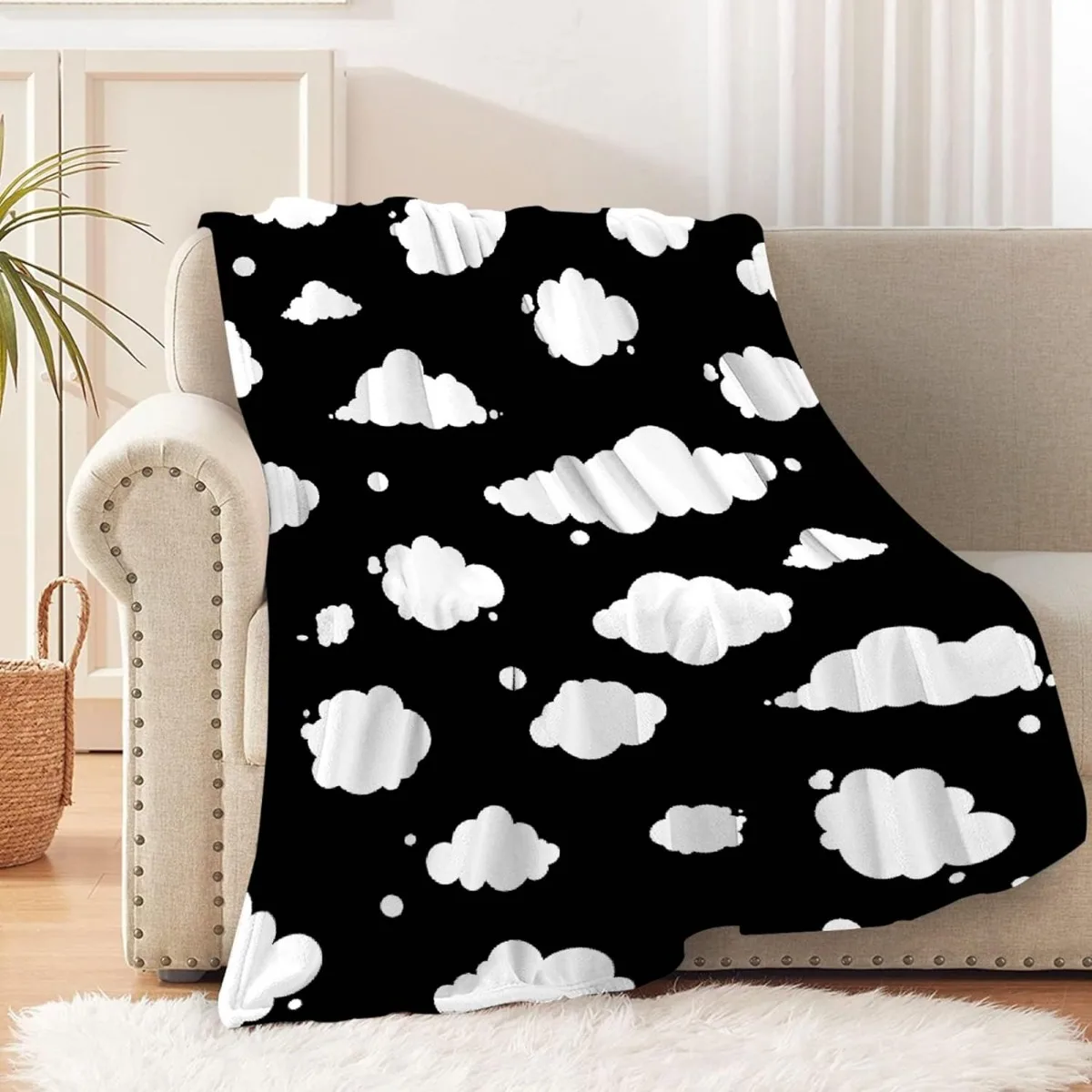 Cloud Throw Blanket, Blue and White Gift for Girl and Boy, Lightweight Super Soft Suitable for Sofa, Chairs, Bed for Kid 4