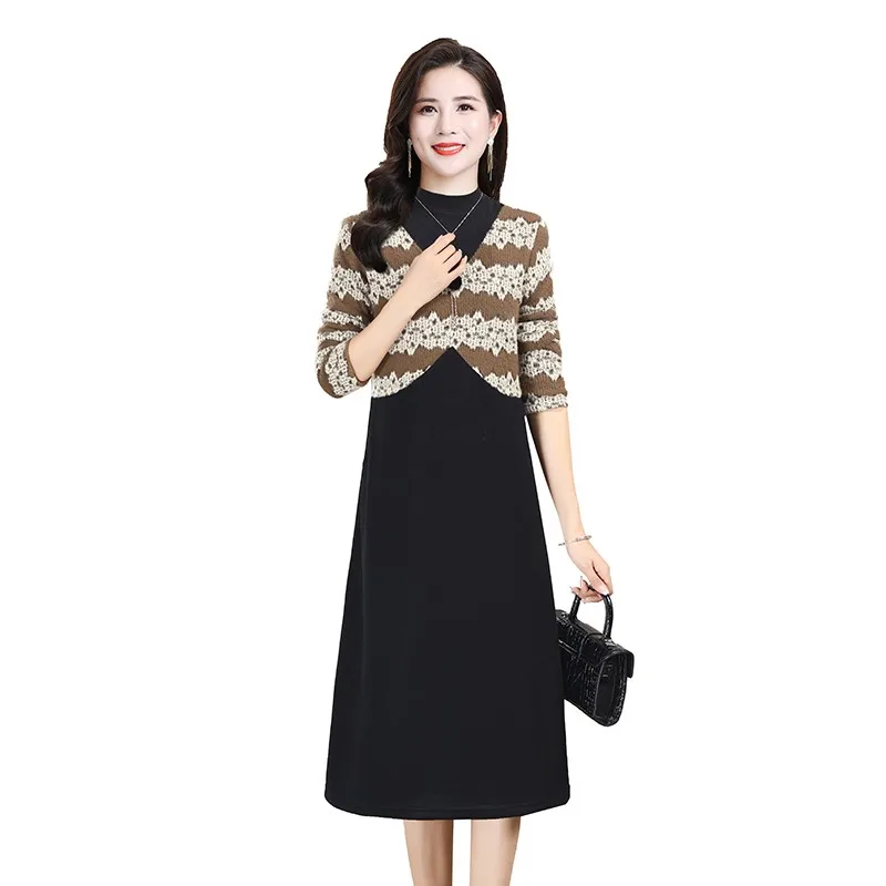 

Women Elegant Bodycon Midi Vestidos Autumn Winter Woolen Thick Warm Party Night Dress Korean Fashion Luxury Chic Prom Dress