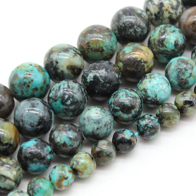 

Natural African Turquoises Stones Beads 6-10mm Genuine Loose Round Spacer Beads For Jewelry Making DIY Bracelet Necklace