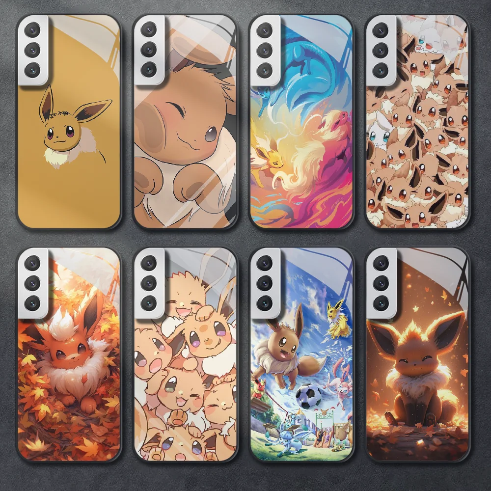 Чехол для телефона Eevee Pokemo из закаленного стекла для Samsung Galaxy A 12 13 14 32 33 52 53 54 71 S 20 21 FE 22 23 Ultra Plus, чехол