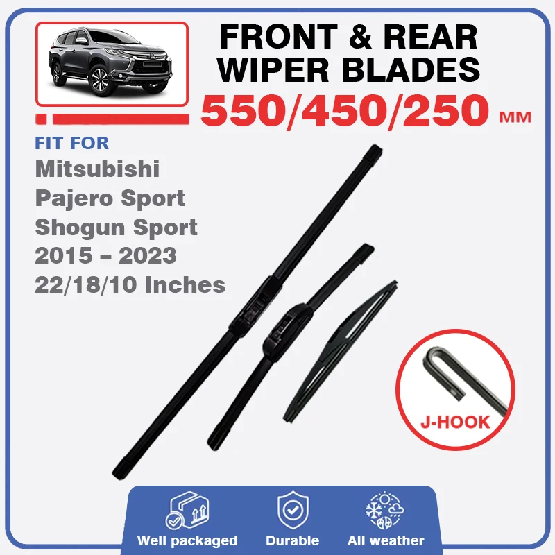 Für Mitsubishi Pajero Sport Shogun Sport 2015-2023 KR KS QE QF Vorne Hinten Scheibenwischerblätter Bürsten Zubehör 22 "18" 10"