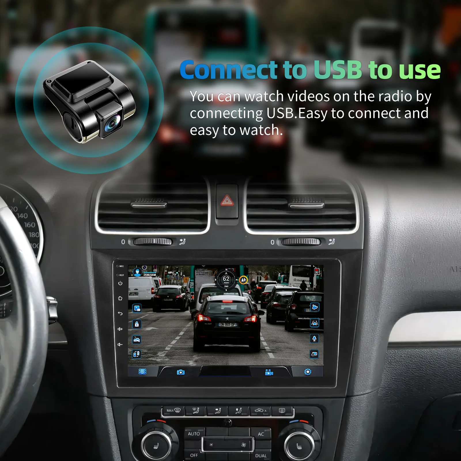Autoradio ESSGOO Android 15 9 Zoll 64G für VW GOLF VI 2008-2012 Drahtloses CarPlay Android Auto GPS Navigation FM WIFI RDS Lenkradsteuerung Bluetooth USB Mirror Link IPS Touchscreen Head-Unit – Detail 16
