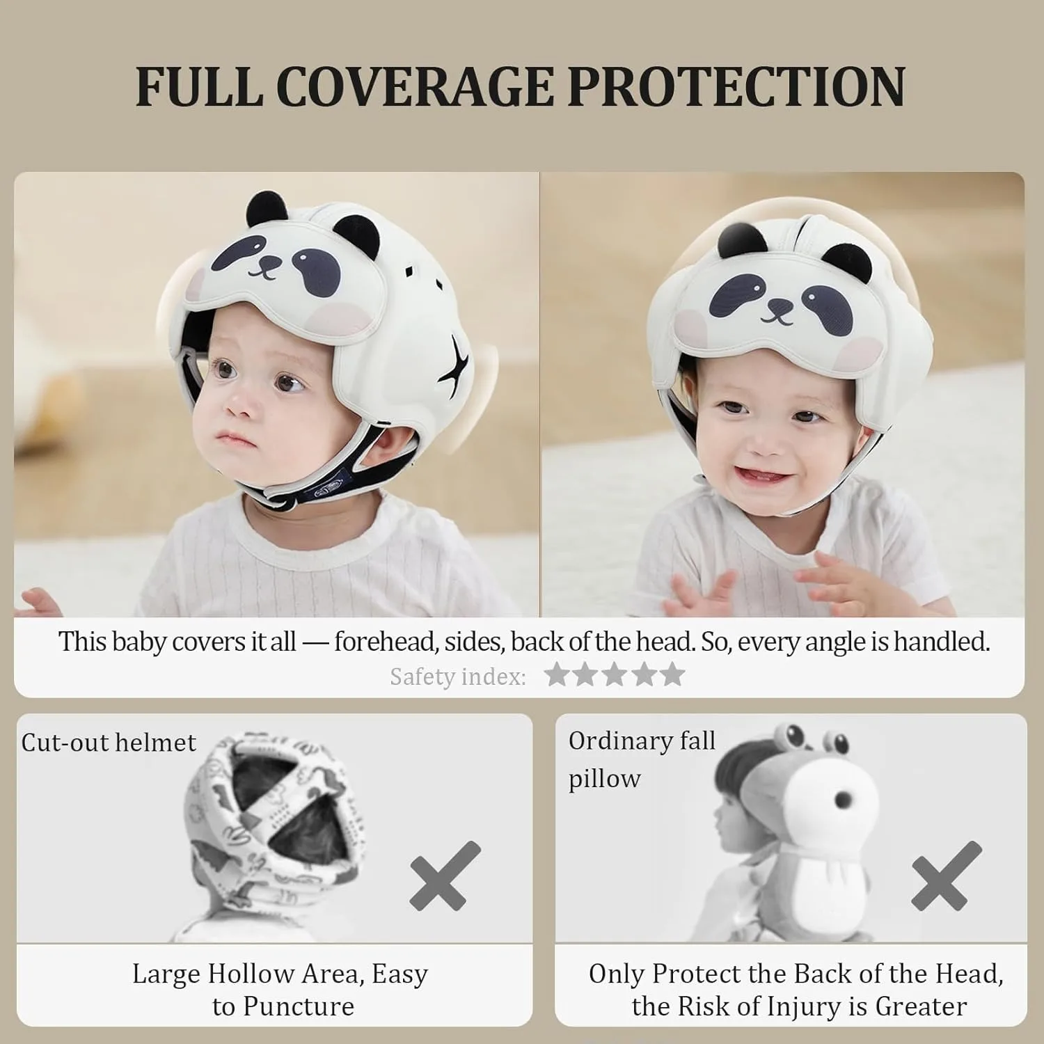 Mambobaby Guard Hat Panda Safe Anti-Shock Baby Helmet Toddler Head Protector Infant Headgear Learn Crawl Walk for Bump Fall 4