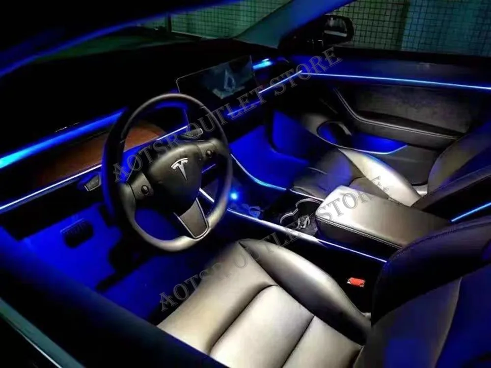 テスラモデル3用LED蛍光灯,車内装飾用ムードライト,アンビエントライト,Android仮想ダッシュボード用 - AliExpress