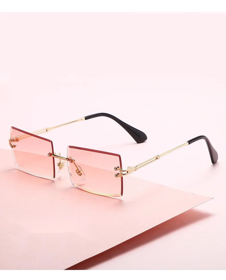 Lunettes de soleil sans cadre, dégradé carré, pièce d'océan, à la mode, pour célébrités d'internet, Photo de rue, nouvelle collection_voghion.com