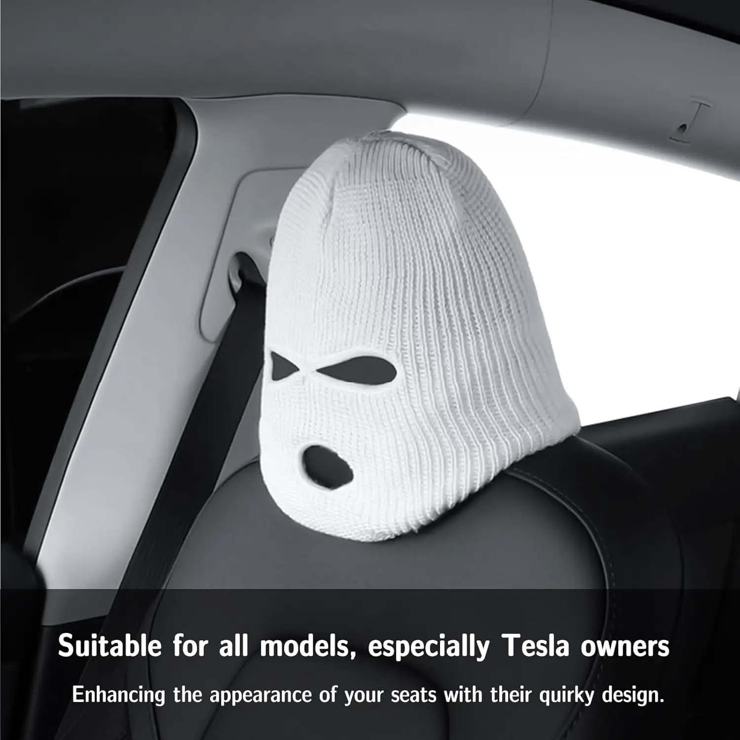 Creative Car Seat Headrest Cover Balaclava Mask Winter Motorcycle Full Face Masked People Knitted Head Cover Car Decoration
