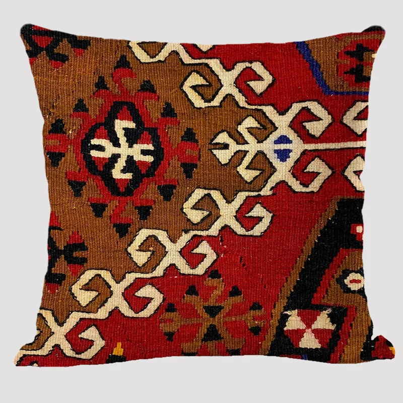 Bohemian Patterns Linen Cushions Case Multicolors Abstract Ethnic Geometry Print Decorative Pillows Case Living Room Sofa Pillow 