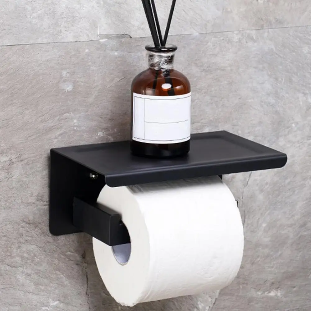 Towel Rack Set with Chamfered Edges Modern Matte Black Bathroom Hardware Set with Towel Rack Hand Holder Toilet for A