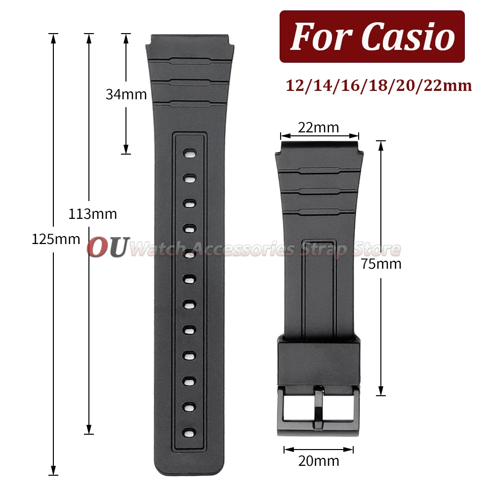 Versatile Silicone Rubber Watch Strap, Multiple Sizes Available