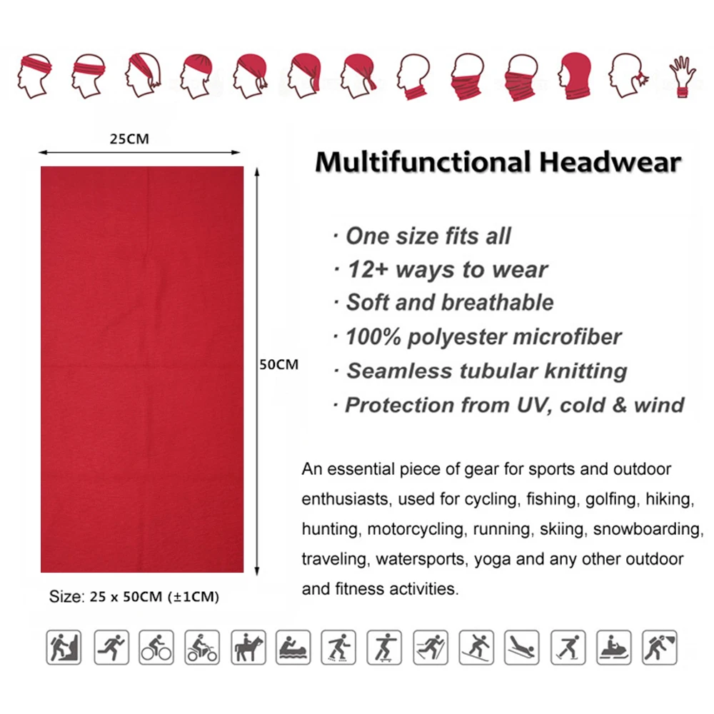 Outdoor Sports Wine Red Riding Dustproof Bandana Polyester Face Mask Headwear Neck Gaiter Magic Tube Cycling Fishing Scarf Women 3