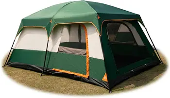 KTT Extra Large Tent 10-12-14 Person(B),Family Cabin Tents,2 Rooms,3 Doors and 3 Windows with Mesh,Straight Wall,Waterproof,Doub 3