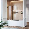 SUNNY SHOWER Frameless Shower Door for Bathtub,Hinged Tub Screen,Tempered Glass Tub Door,48" W x 58" H,Black Finish 1