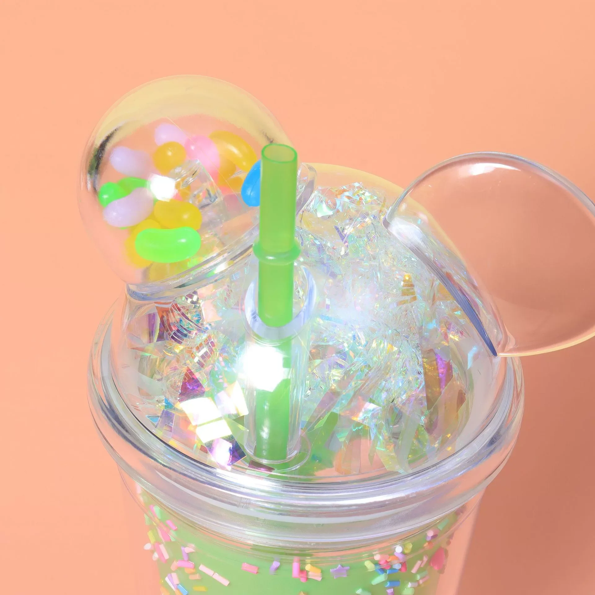 Cute Drinking Cup Creative Straw Interesting Children and Girls Summer Ice Cream Transparent Double Layer Plastic Gift Bottle plastic cup