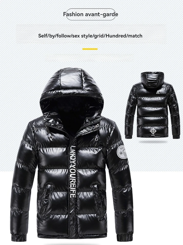 Winter Outdoor High Quality Bright Padded Jacket Trendy Hoodie Thickened Windproof Warm Non Washable Down Jacket Cotton Jacket