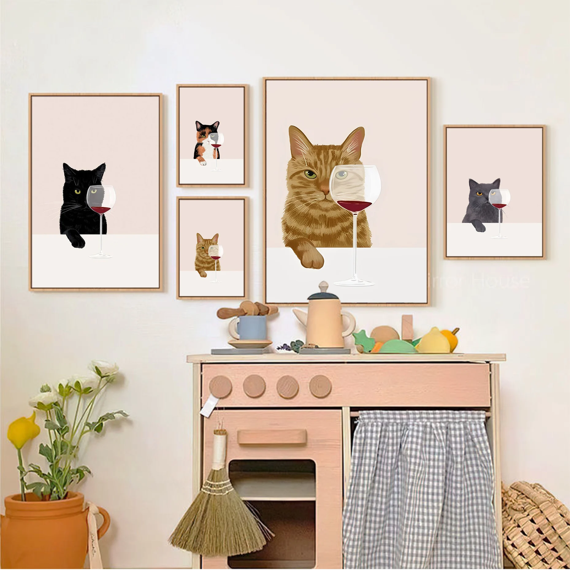 

Cartoon cat Whitepaper Poster Waterproof Paper Sticker Coffee House Bar Decor Art Wall Stickers