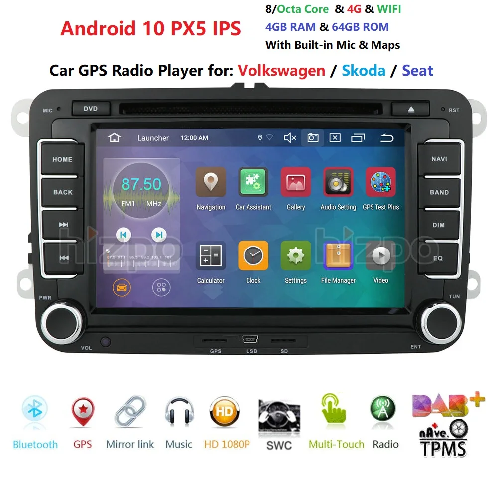 Автомагнитола 2 Din Android 10 для VW Passat POLO GOLF Tiguan CC Skoda Fabia с GPS-навигацией 4 Гб ОЗУ 64 ПЗУ |