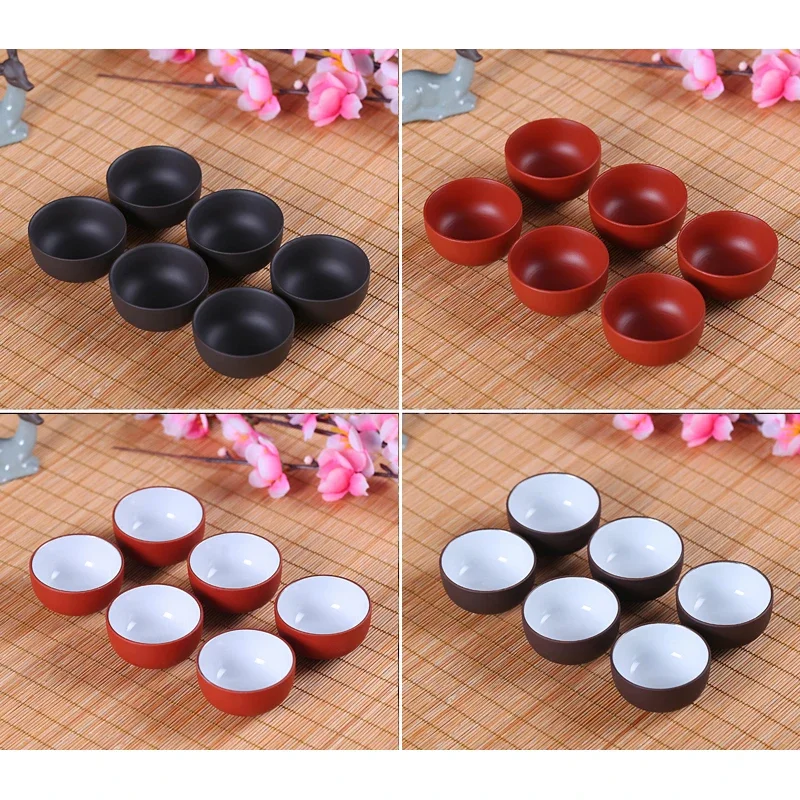 Tea Cup, Tea Set 6PCS Purple Clay Tea Cup for puer tea Chinese Kung Fu Cups Chinese Porcelain Gift
