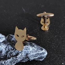 Lovely Kitten Cats Cufflinks Stainless Steel Animals Sleeves Button Links for Mens Original Design Trendy Shirt Cuff Links