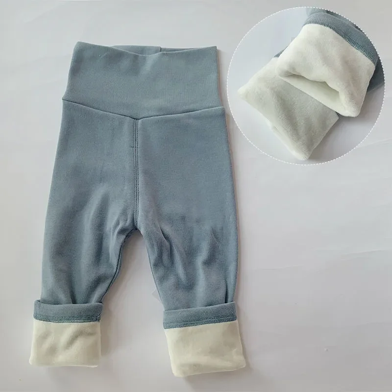 Cozy Toddler Fleece Thermal Leggings - High Waist Solid Color Pants