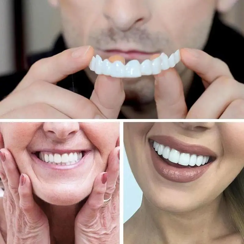 1Pair Snap On Teeth Veneers For Men Women Cover Smile Veneers Teeth Upper Beauty Tool Cosmetic TeethFree Temporary Hygiene Tool