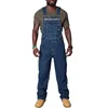 Dark Blue Heavy Weight Men's Jeans Overalls Fake Zipper Spliced Denim Suspender Long Trousers Big Size M-5XL 1