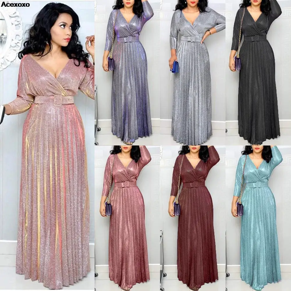 

Зима 2023, модная золотистая плиссированная юбка с длинным рукавом и ярко-розовым тканевым поясом