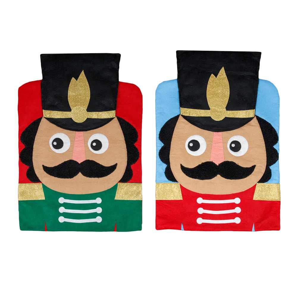 

2 Pcs Christmas Chair Cover Decor Nutcracker for Restaurant Felt Cloth Exquisite Accessory