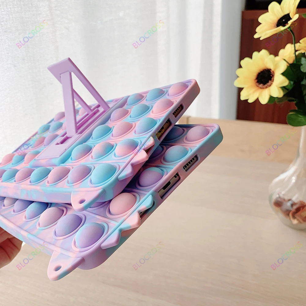 For iPad10.2" 8th 9th Gen Case Pop Push It Bubble kids Case for Ipad 9.7" Air5 10th Gen 10.9" Pro11 Soft Silicone Stand