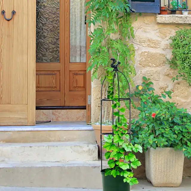 Obeliszk Kerti Rácsos Torony Szőlő Tartó Rózsa Növényi Mászó Keret Kültéri Virág Állvány Edény - Image 6