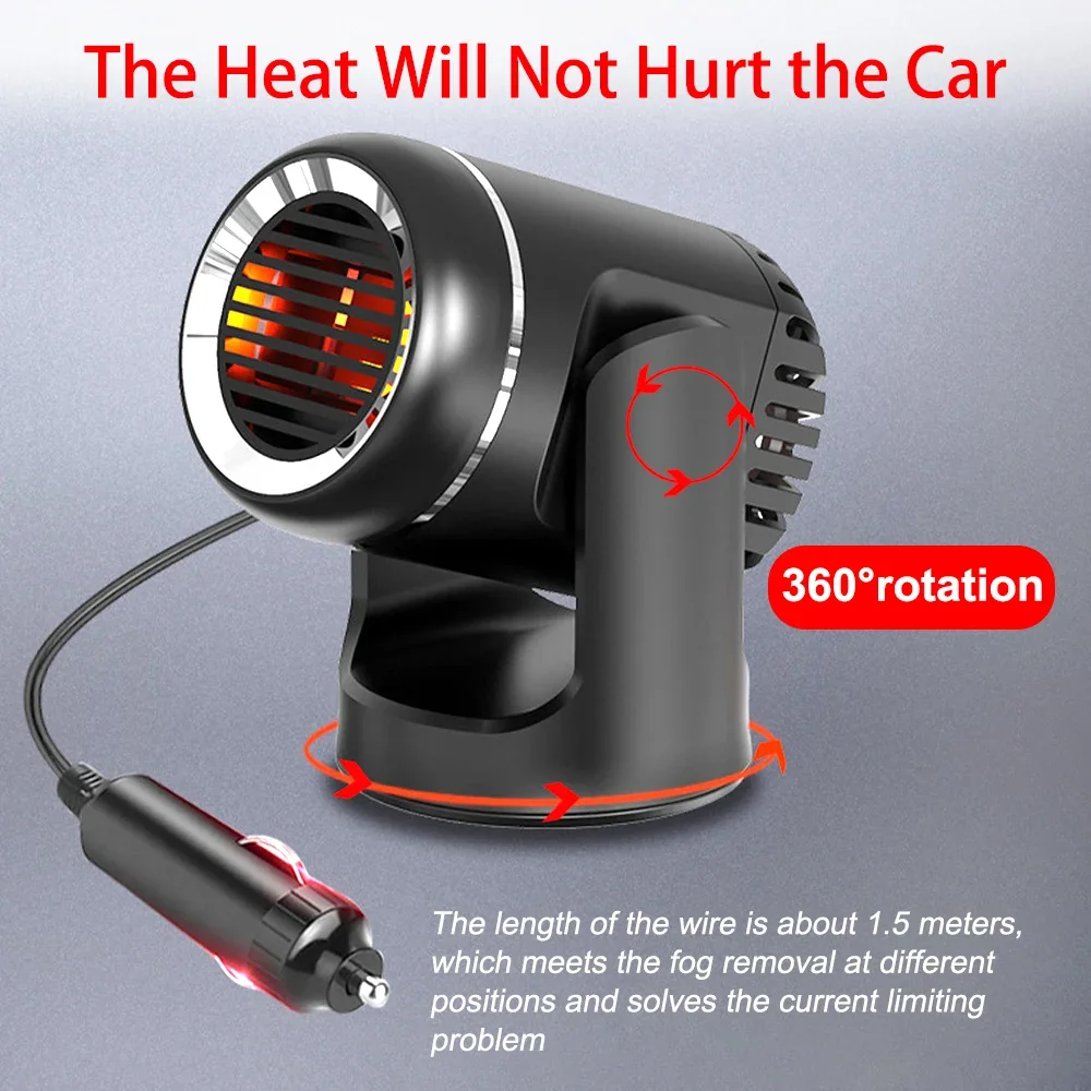 130W Portable Car Heater Fan Car Fast Heating Fan Home Auto Anti-Fog Heater 12V/24V Black White Power Defogger New
