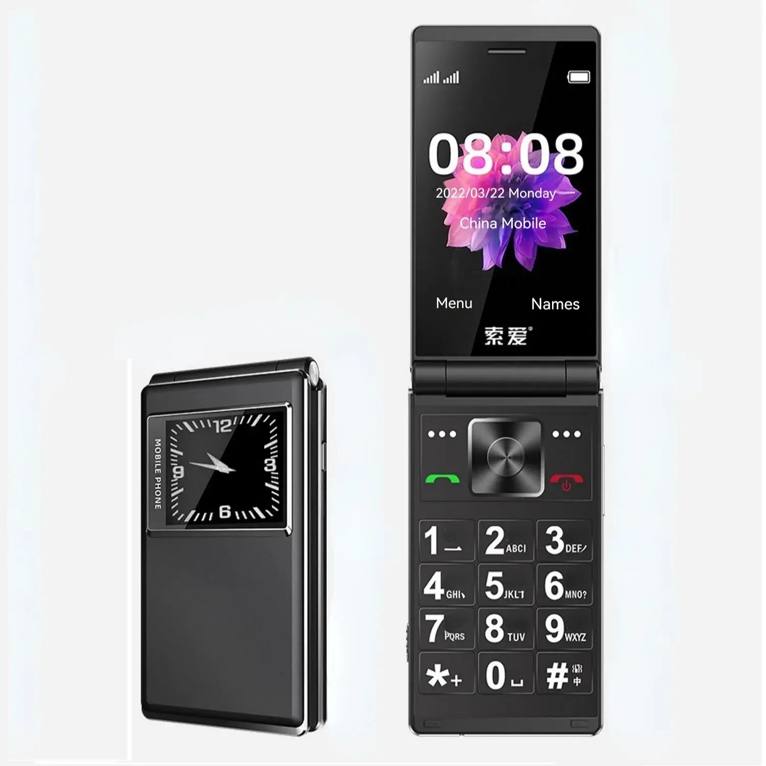 Foldable Mobile Phone Foldable Flip Dual Display Large Key Loud Sound SOS Speed Dial Blacklist Dual Sim Card Double Torch