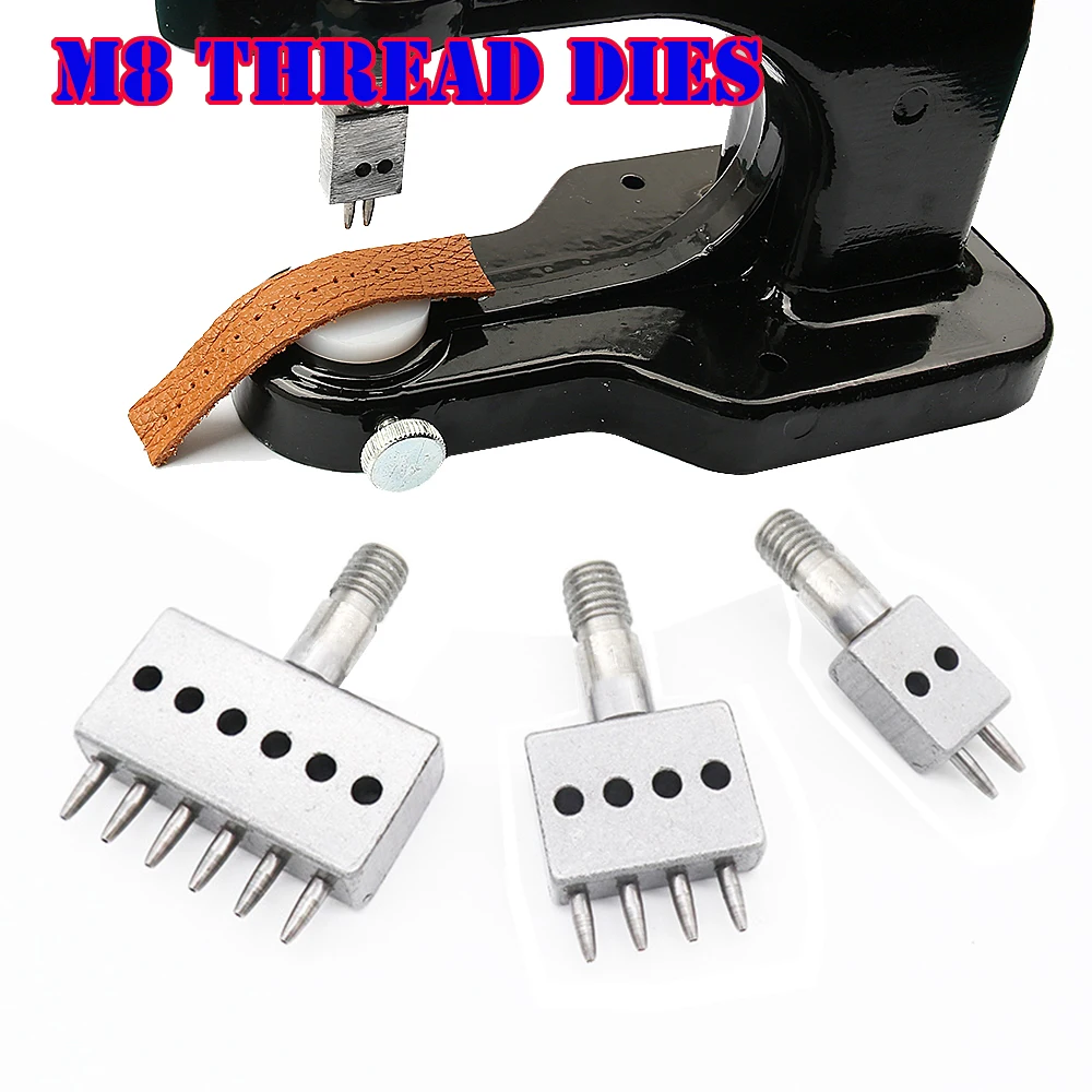 Leather Hole Punch M8 Thread Dies 4/5/6/8mm Spacing Leather Hole Punching for Hand Press Perforated Round Stitching Cut Leather Punch Tools