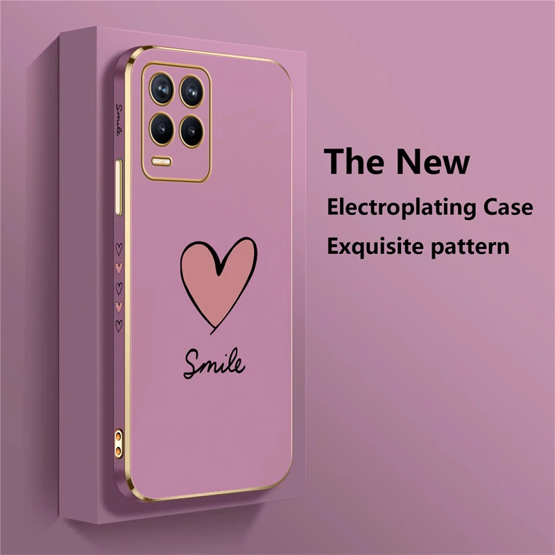 Chic Electroplated Love Heart Phone Case - Soft Silicone Shockproof Cover