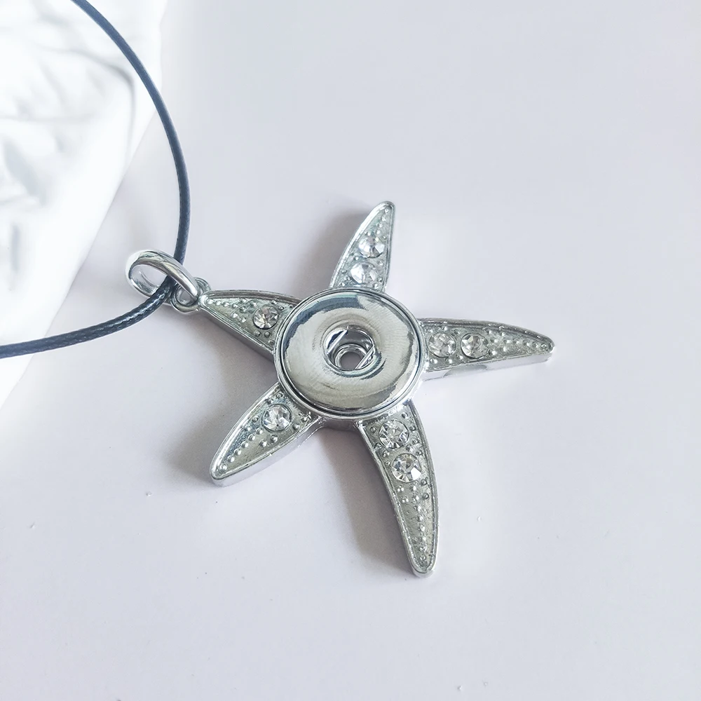 10pcs Snap Button Jewelry Necklaces Rhinestone Crystal Flower Snap Necklace Fit DIY 20MM 18mm Snaps Buttons Pendant Necklace