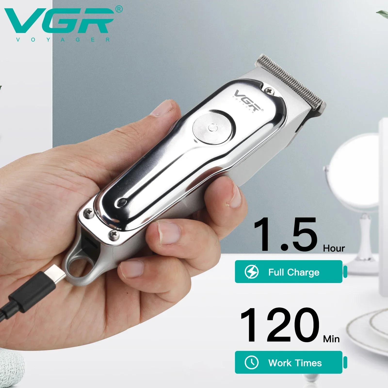 VGR Professional Clipper Wireless Hair Electric Zero Cutting hine Trimmer for Men V-071_voghion.com