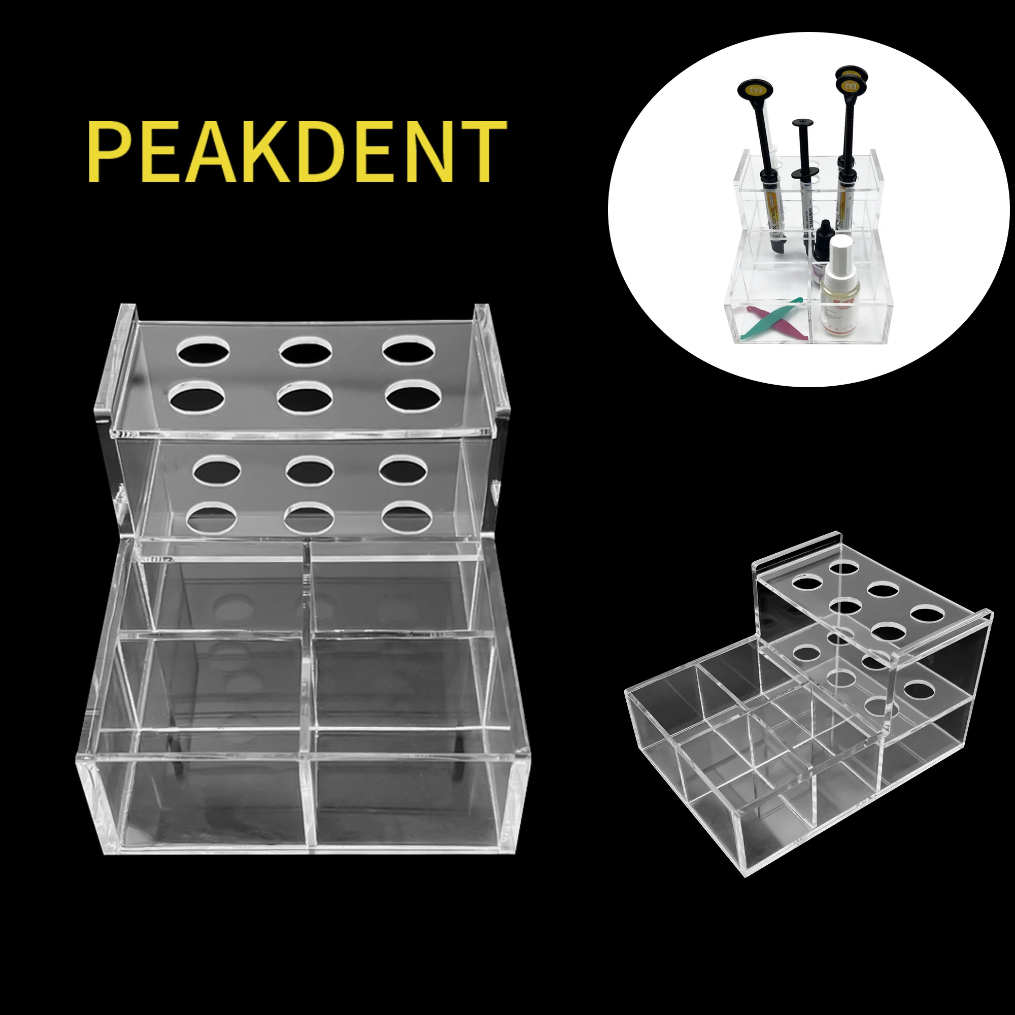 

Dental Composite Dispenser Organizer Holder for Composite Syringes Multi-functional Placement Rack Transparent Acrylic Material