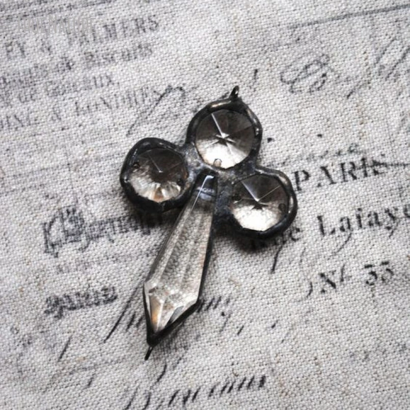 

10Pcs Wholesale Faceted Tin Glass Crystal Jesus Christian Handmade Jewelry Black Patina Soldered Cross Pendant PM36946