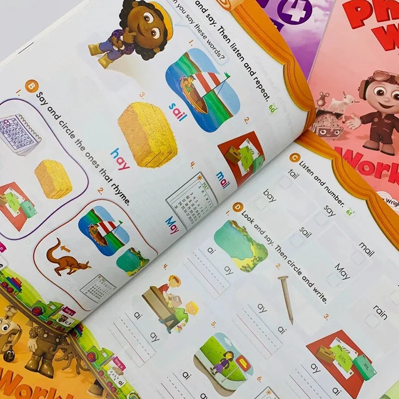 2 książki Oxford Phonics World Storybook dzieci uczące się angielskiego przypadku wczesne uczenie się książki skoroszyt zabawki edukacyjne podręcznik