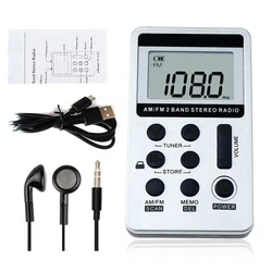 Compact Digital AM/FM Stereo Receiver with Headphones and Rechargeable Battery (WHITE)